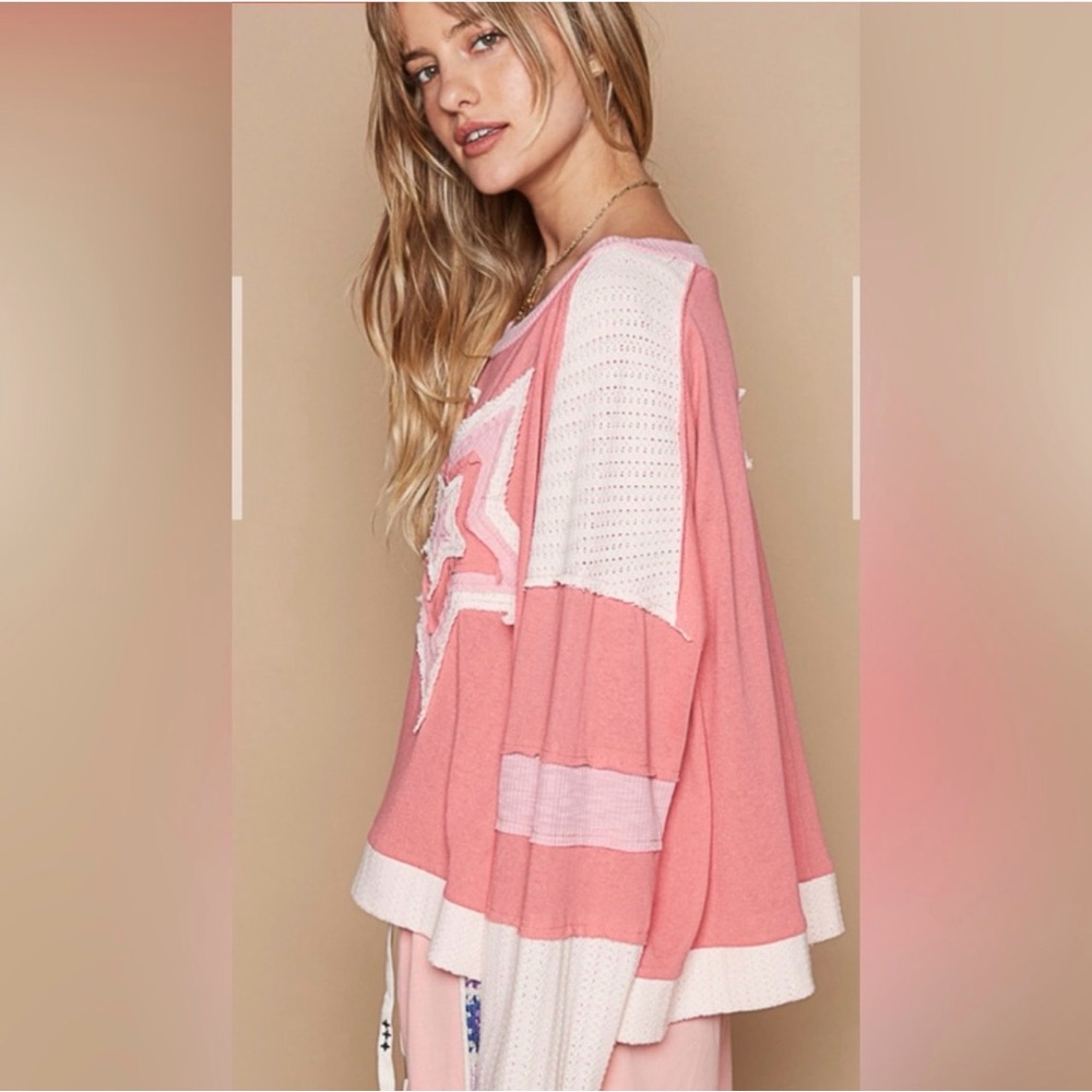 POL Pink and White Star Top - Picture 3 of 4